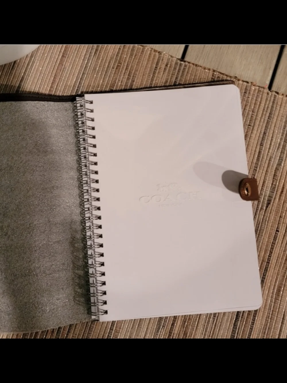 New Coach Brown Signature Canvas Planner Cover with Leather Snap